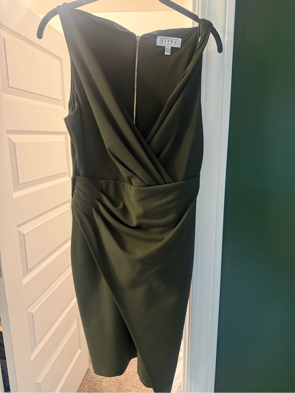 Siena Studio Olive Green Wrap-Front Midi Dress